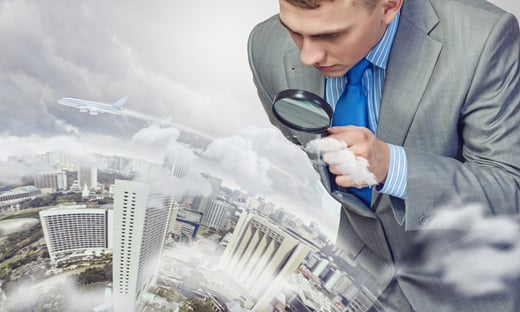 Image of businessman examining objects with magnifier-2